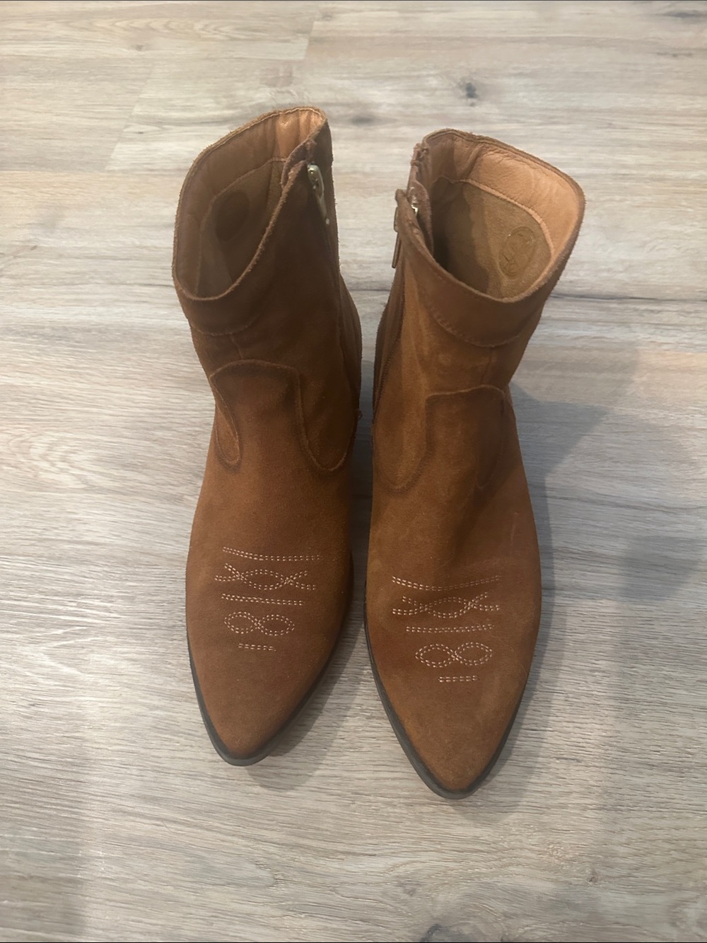 PIKOLINOS Tan Suede Pointed-Toe Ankle Boots